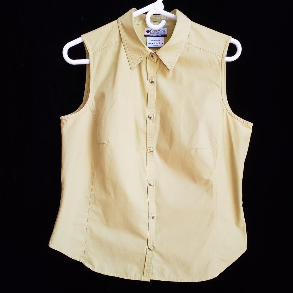 Columbia Lime Green Button Down Sleeveless Shirt L